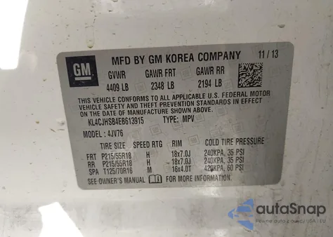 2014 Buick Encore Premium из США, поврежденный, VIN KL4CJHSB4EB613915